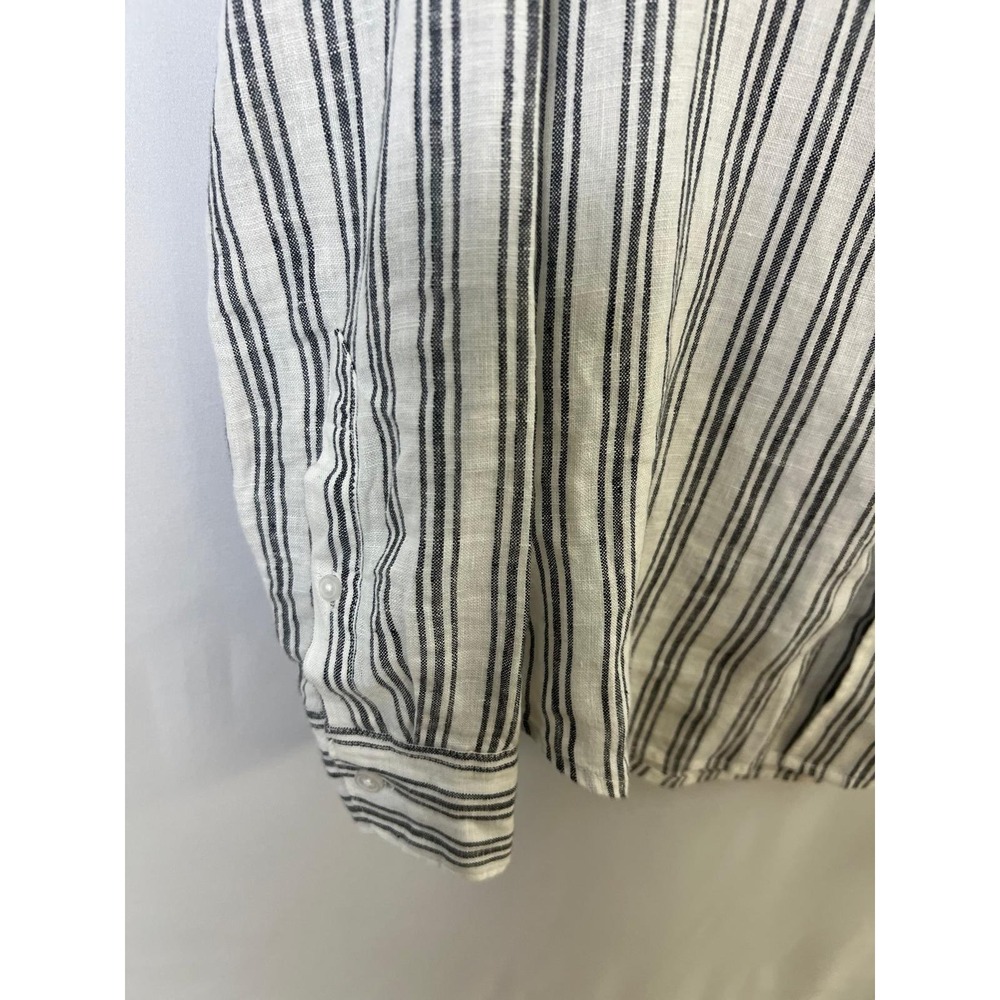 Everlane Linen Button Down Shirt Mens XS White Black Stripe Long Sleeve - Picture 3 of 13
